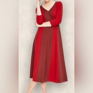 Boden Erin Ponte Midi Dress – Red & Burgundy Colorblock – Size 6P